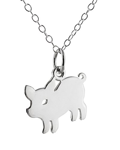 Sterling Silber Silhouette Hängebauchschwein Charm Anhänger Halskette, 45,7 cm Kette Sterling Silber Silhouette Hängebauchschwein Charm Anhänger Halskette, 45,7 cm Kette von FashionJunkie4Life