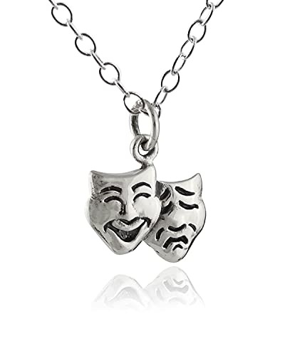 FashionJunkie4Life Sterling Silber Kunst und Theater Charm Anhänger Halsketten für Frauen, Sterling Silber, Sterling Silber von FashionJunkie4Life