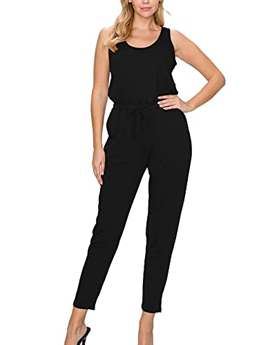 FashionMille Damen-Jumpsuit aus weichem French Terry, lässig, dehnbar, für den Sommer - Schwarz - Groß FashionMille Damen-Jumpsuit aus weichem French Terry, lässig, dehnbar, für den Sommer - Schwarz - Groß von FashionMille