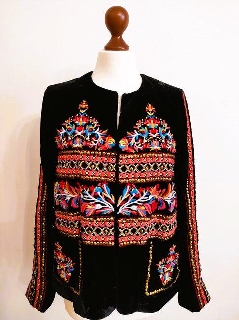 Seltene Zara Schwarze Samt Jacke Im Ethno Style, Vintage Boho Jacke, Samtjacke Für Damen von FashionNostalgic