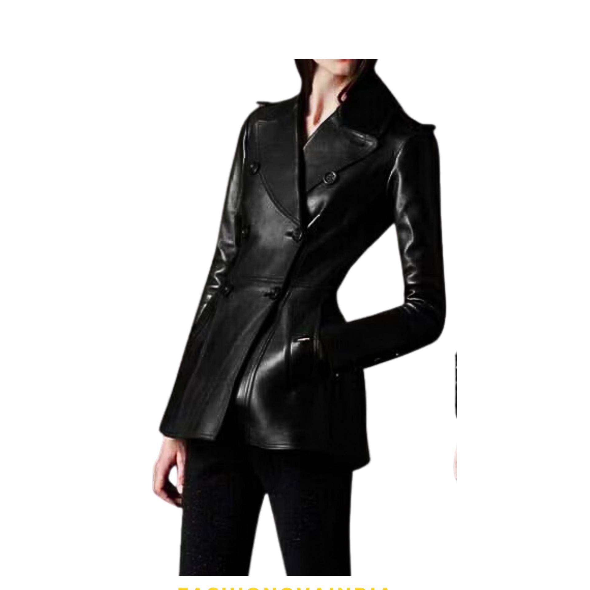 Handgefertigte Lammfell-Lederjacke Damenmantel Im Vintage-stil von FashionNovaIndia