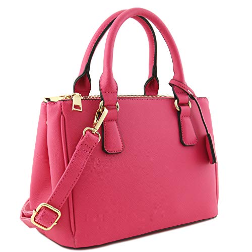 FashionPuzzle 2-teiliges Set klassische Umhängetasche mit dreifachem Reißverschluss oben Griff und umlaufender Geldbörse mit umlaufendem Reißverschluss, fuchsia, Einheitsgröße FashionPuzzle 2-teiliges Set klassische Umhängetasche mit dreifachem Reißverschluss oben Griff und umlaufender Geldbörse mit umlaufendem Reißverschluss, fuchsia, Einheitsgröße von FashionPuzzle