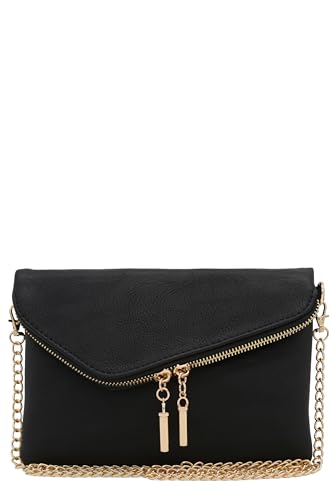 FashionPuzzle Umhängetasche mit Kettenriemen, Schwarz, Einheitsgröße, Schwarz, Einheitsgröße von FashionPuzzle