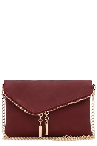 FashionPuzzle Clutch Abendtasche mit Umschlag, Burgunder, Einheitsgröße von FashionPuzzle