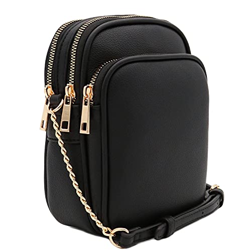 FashionPuzzle Damen Lässige Mehreren Taschen Umhängetasche, Schwarz von FashionPuzzle