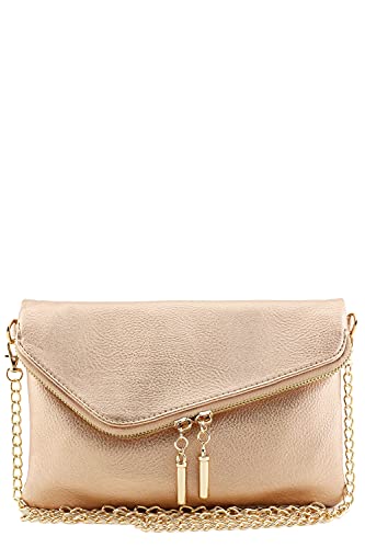 FashionPuzzle Envelope Wristlet Clutch Crossbody Bag with Chain Strap, rose gold, Einheitsgröße von FashionPuzzle