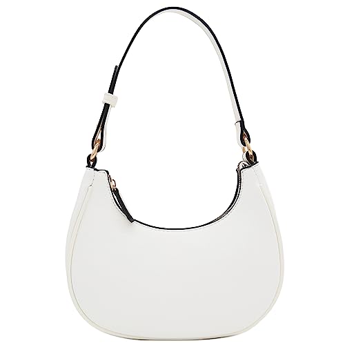 FashionPuzzle Kleine Halbmond-Umhängetasche Unterarmgeldbörse, Weiß/Weiß, Einheitsgröße von FashionPuzzle