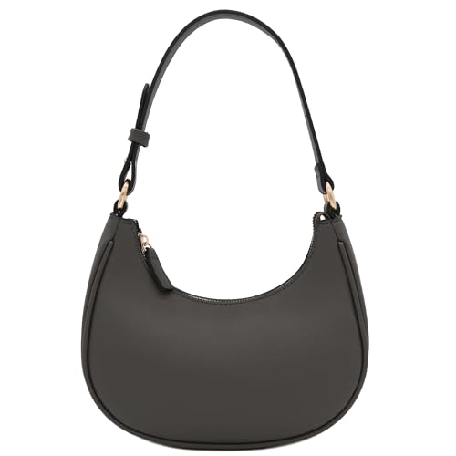 FashionPuzzle Kleine Halbmond-Umhängetasche unter dem Arm Geldbörse, Dunkelgrau/Dunkelgrau, Einheitsgröße von FashionPuzzle