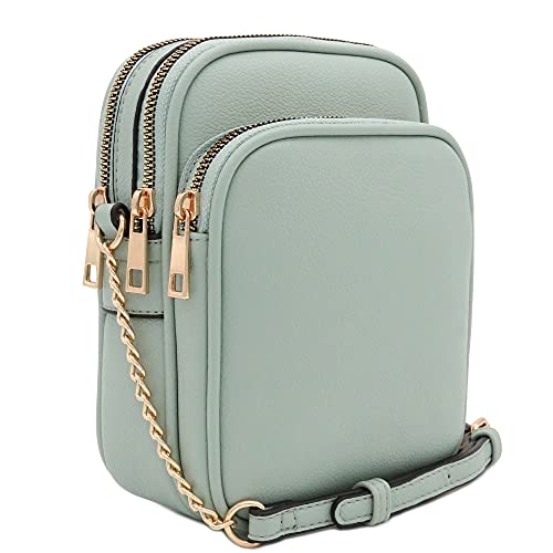 FashionPuzzle Multi Pocket PU Leder Casual Crossbody Tasche mit verstellbarem Riemen, Light Mint, Einheitsgröße von FashionPuzzle