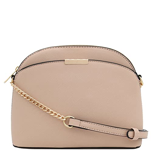 FashionPuzzle Saffiano Small Dome Crossbody Bag with Chain Strap, nude, Einheitsgröße FashionPuzzle Saffiano Small Dome Crossbody Bag with Chain Strap, nude, Einheitsgröße von FashionPuzzle