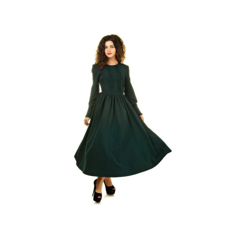 30% Ausverkauf, Smaragd Kleid Langarm, Dunkelgrünes Maxikleid, Renaissance Kleid, Nur Größe Xs, Hochzeitsgast von FashionStylishDress