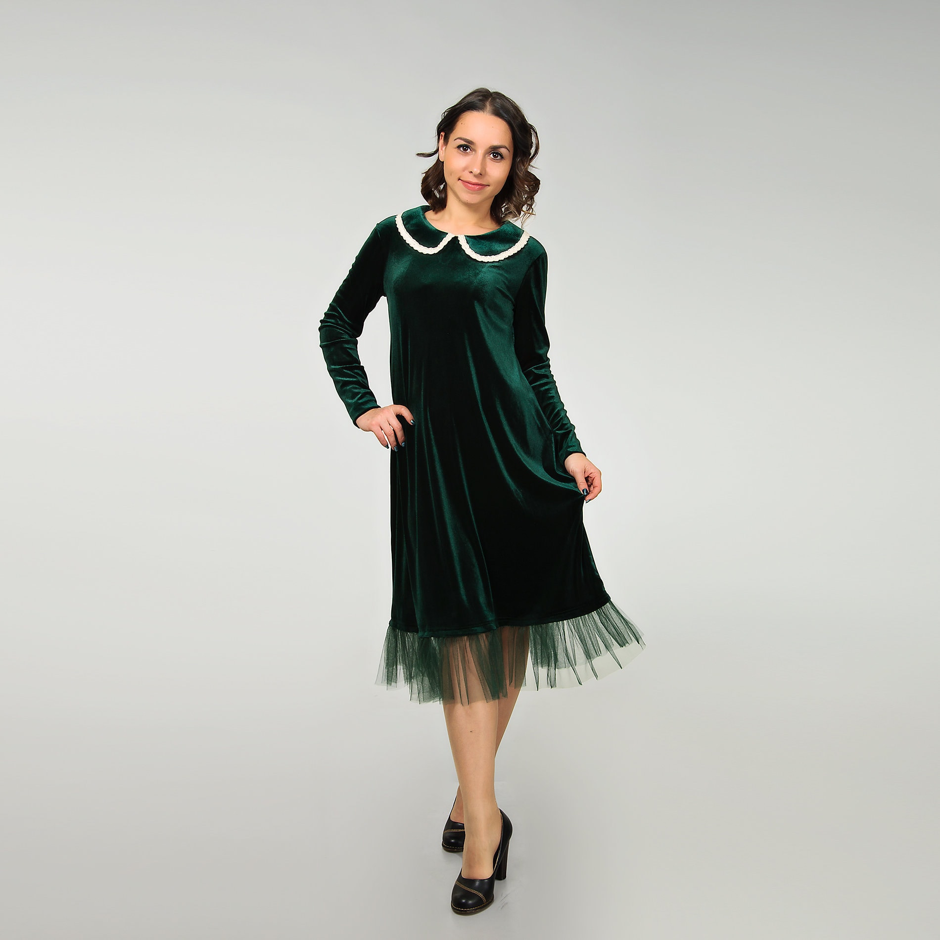 Loses Einfaches Smaragdgrünes Samtkleid, A-Linien-Kleid Für Frauen, Elegantes Hochzeitsgastkleid von FashionStylishDress