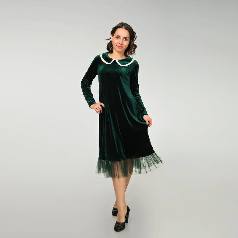 Loses Einfaches Smaragdgrünes Samtkleid, A-Linien-Kleid Für Frauen, Elegantes Hochzeitsgastkleid von FashionStylishDress