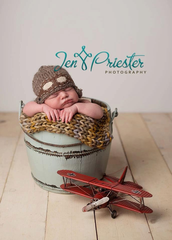 Baby Hut, Cabriohaube, Stricken Neugeborene Foto-Prop, Baby-Prop, Flieger Bomber Hut Neugeborenes von FashionTouch