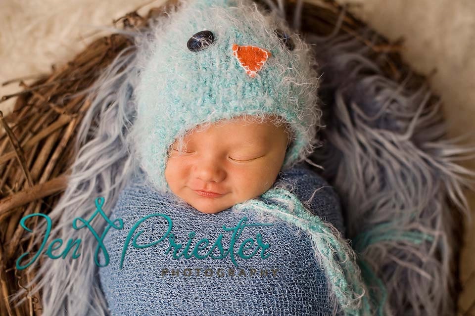 Baby-Hut, Stricken Neugeborenen Hut, Fotografie-Prop, Foto Stütze, Blue Bird Baby Prop Wenig Bluejay Hat von FashionTouch