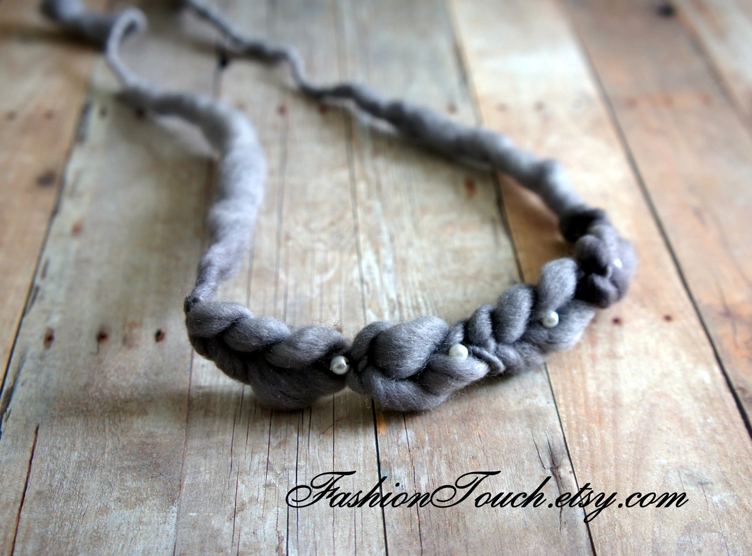 Grey Geflochtenes Stirnband, Krawatte Wieder Stirnband Neugeborene Foto Prop von FashionTouch