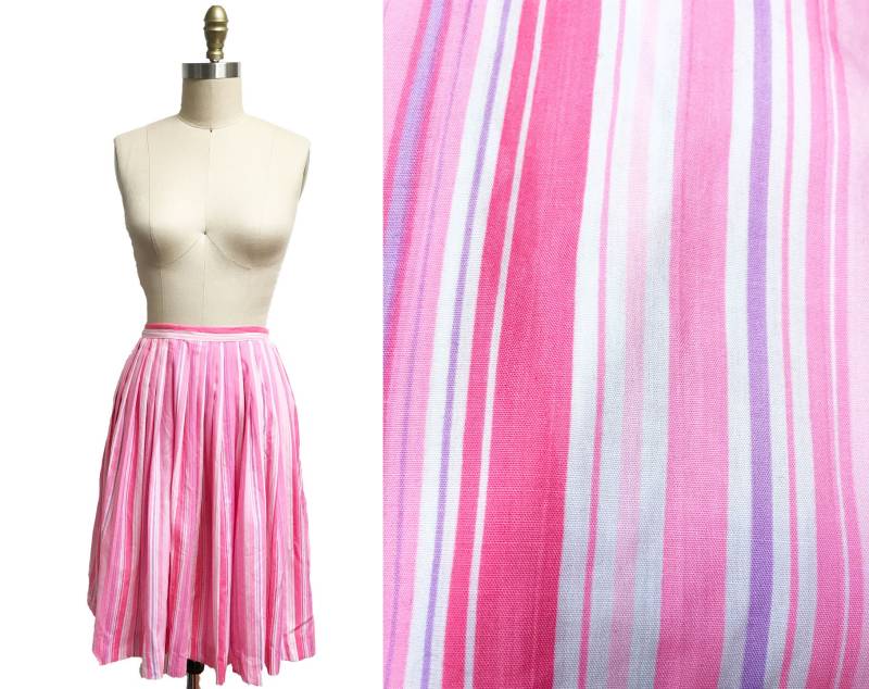 Vintage 1950Er Jahre Rock - Hot Pink Lila Gestreifte Hohe Taille Taille-24 " von FashionaireVintage