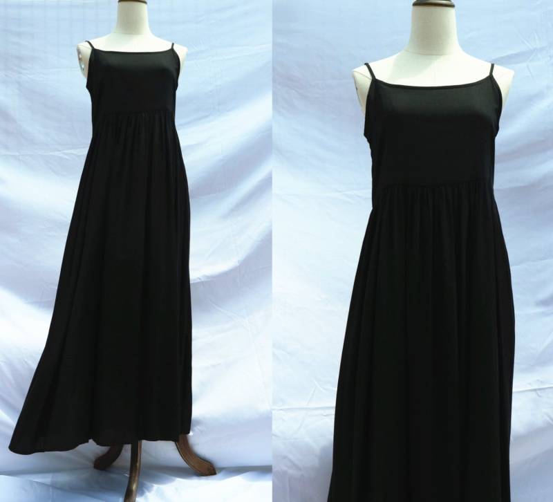 24 Farbe Leinen Baumwolle Schwarz Kleid Slip Langes Ärmellose Sommer Kleid Enline Kleidung Für Frauen Handgemachte Sonnenkleid von FashionalClothing
