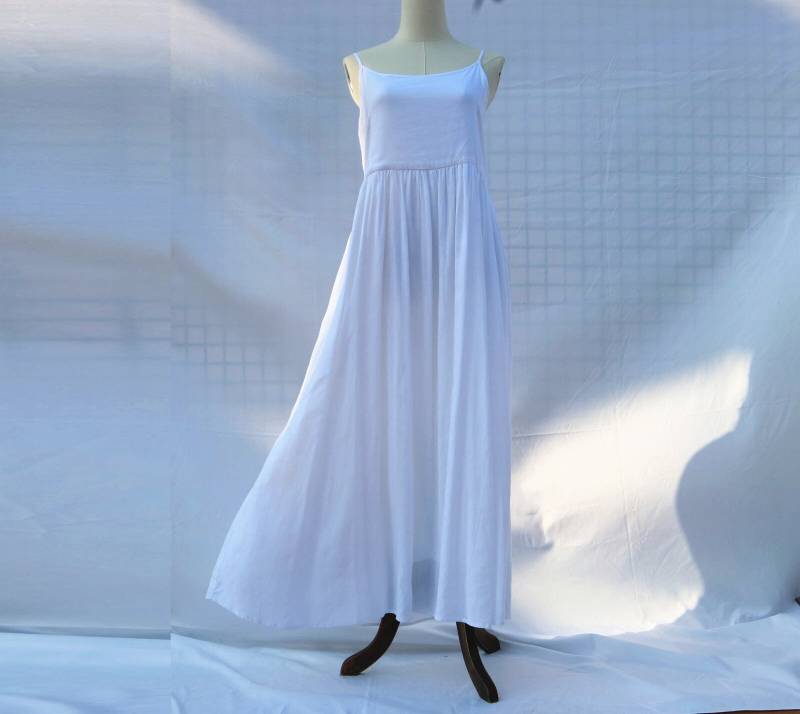 24 Farbe Leinen Baumwolle Weißes Kleid Slip Langes Ärmelloses Sommerkleid Kleidung Für Frauen Handgemachtes von FashionalClothing