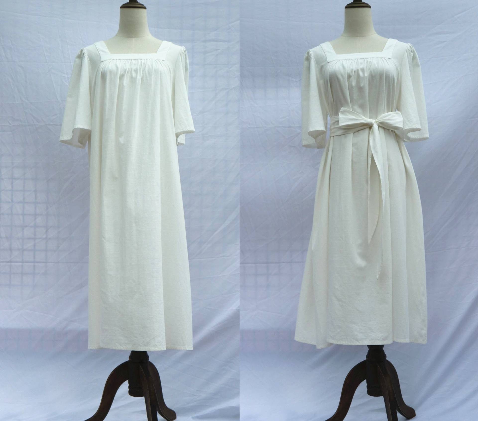 37 Farbe Leinen Weiß Kleid Lose Halbärmel Sommer Kleidung Für Frauen Handgemachte Baumwollkleid von FashionalClothing