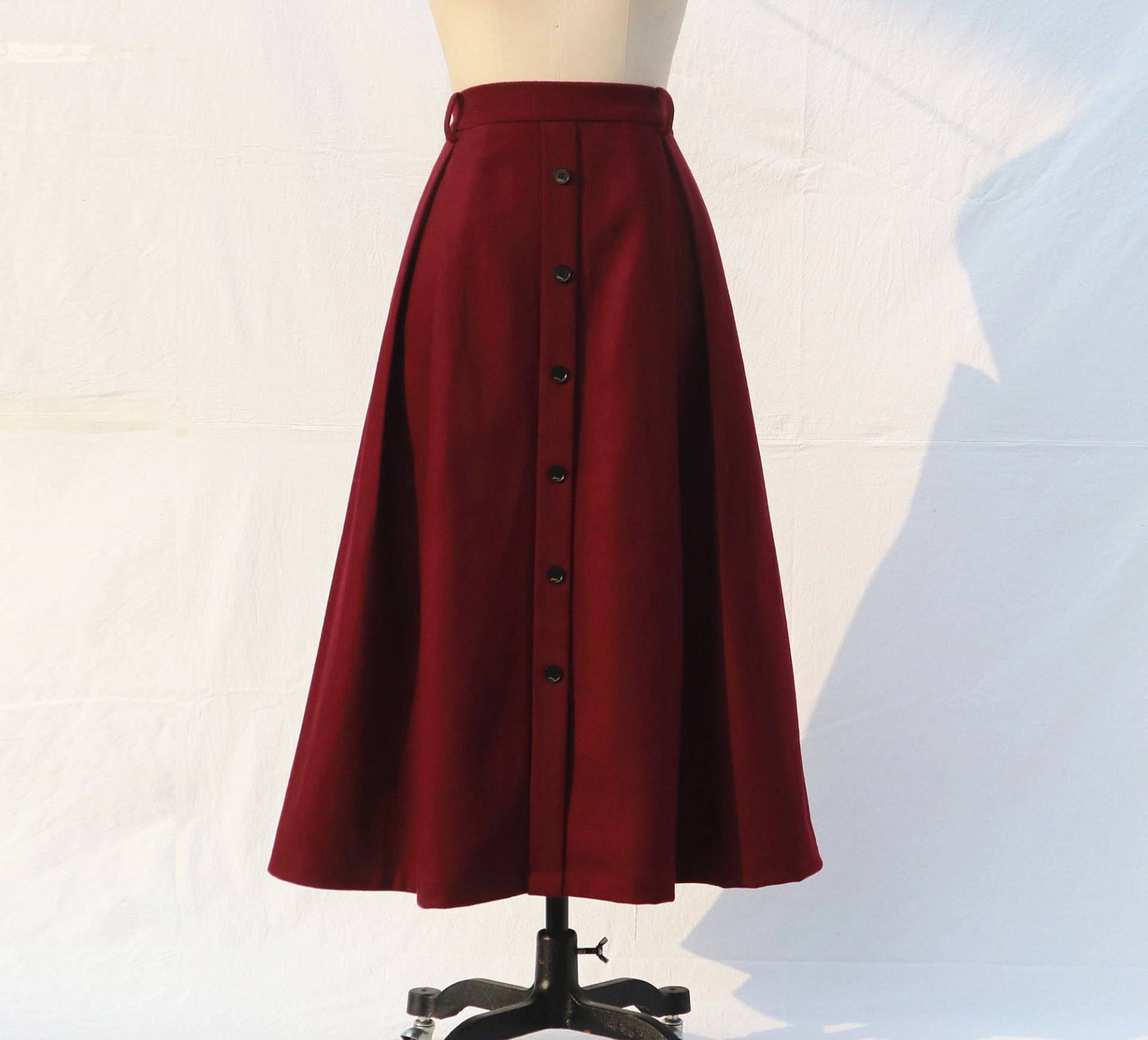 80+ Farbe Weinrot Langer Wollrock Frauen Maxi Rock Voll Mehr Größe Benutzerdefinierte Einreiher Herbst Winter Warmer Für Geschenk von FashionalClothing