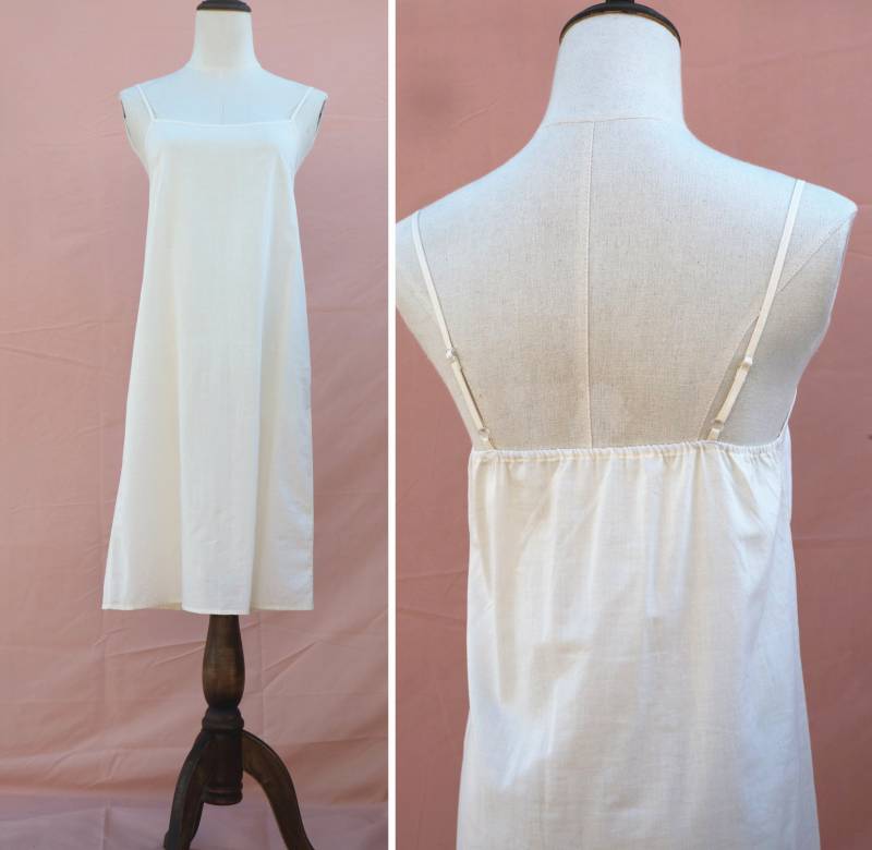 Baumwolle Creme Kleid Loses Slip Weiche Nachthemd Hosenträger Midikleid Kleidung Für Frauen Handgemachtes von FashionalClothing