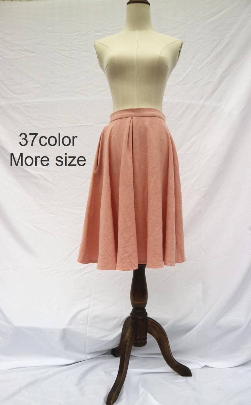 Midi Rock Leinen Dunkel Rosa Weiche Frauen Sommer Benutzerdefinierte Mittel Leinen Handgemachte von FashionalClothing