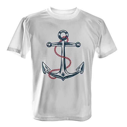 Fashionalarm Anker - Herren T-Shirt Fun Shirt Anchor Freiheit Schifffahrt Schiff See Seemann Matrose Ozean Meer Strand Urlaub Sommer Geschenk, Farbe:weiß;Größe:4XL von Fashionalarm
