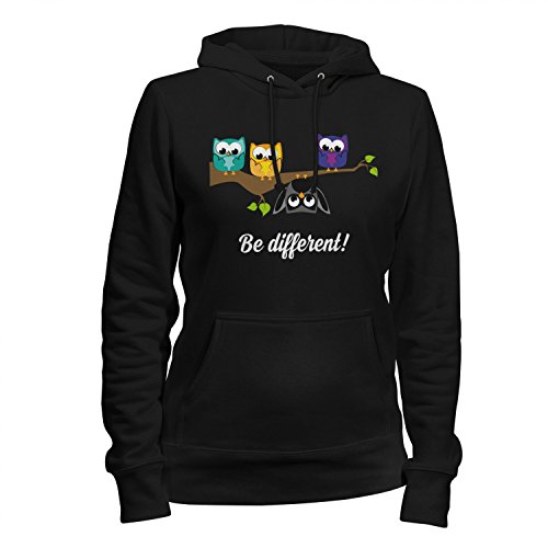 Fashionalarm Damen Kapuzenpullover - Be Different | Fun Hoodie als Geschenk Idee für Eulen Fans, Farbe:schwarz;Größe:L von Fashionalarm