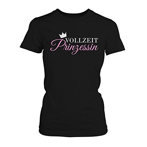 Fashionalarm Damen T-Shirt - Vollzeit Prinzessin | Fun Shirt mit süßem Spruch & Krone Motiv für echte Prinzessinnen, Farbe:schwarz;Größe:3XL von Fashionalarm