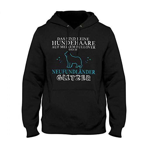 Fashionalarm Herren Kapuzen Pullover - Das sind Keine Hundehaare - Neufundländer Glitzer | Fun Hoodie Spruch lustige Geschenk Idee Hunde Besitzer, Farbe:schwarz;Größe:3XL von Fashionalarm