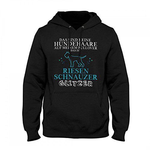 Fashionalarm Herren Kapuzen Pullover - Das sind Keine Hundehaare - Riesenschnauzer Glitzer | Fun Hoodie mit Spruch Geschenk Idee Hunde Besitzer, Farbe:schwarz;Größe:XL von Fashionalarm
