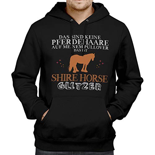Fashionalarm Herren Kapuzen Pullover - Das sind Keine Pferdehaare - Shire Horse Glitzer | Lustig Hoodie Spruch Geschenk-Idee Pferd Reiten, Schwarz 4XL von Fashionalarm