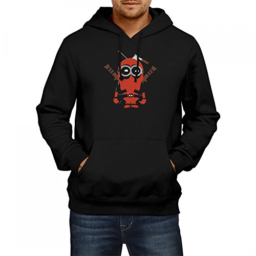 Fashionalarm Herren Kapuzen Pullover - Dead-Pool Min. Parodie | Fun Hoodie mit lustigem Motiv für Film Fans, Farbe:schwarz;Größe:5XL von Fashionalarm