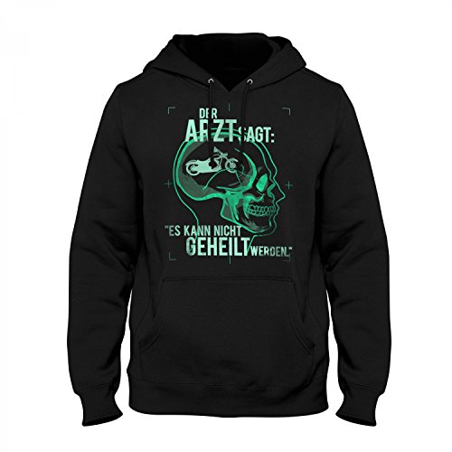 Fashionalarm Herren Kapuzen Pullover - Der Arzt SAGT es kann Nicht geheilt Werden - Motorrad Fahren | Fun Hoodie mit Spruch Motiv Motorradfahrer, Farbe:schwarz;Größe:XL von Fashionalarm