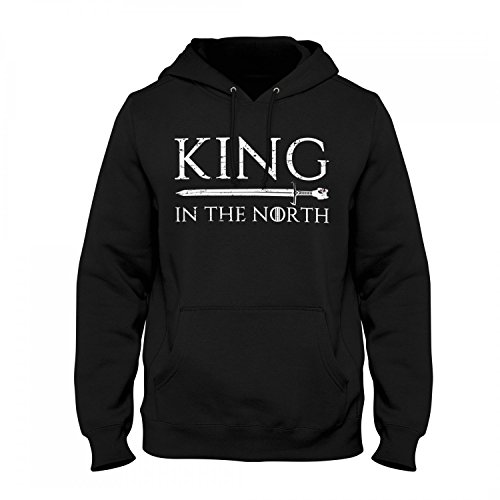 Fashionalarm Herren Kapuzen Pullover - King In The North | Fan Hoodie mit Spruch als Geschenk Idee zur GoT Serie Snow König Norden, Farbe:schwarz;Größe:XL von Fashionalarm