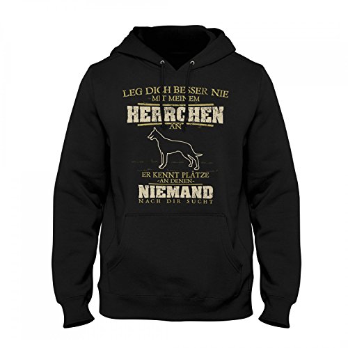 Fashionalarm Herren Kapuzen Pullover - Malinois - Leg Dich nie mit Meinem Herrchen an | Fun Hoodie mit Spruch Geschenk Idee Rasse Hunde Besitzer, Farbe:schwarz;Größe:4XL Fashionalarm Herren Kapuzen Pullover - Malinois - Leg Dich nie mit Meinem Herrchen an | Fun Hoodie mit Spruch Geschenk Idee Rasse Hunde Besitzer, Farbe:schwarz;Größe:4XL von Fashionalarm