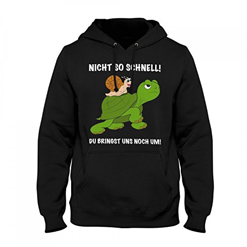 Fashionalarm Herren Kapuzen Pullover - Nicht so schnell | Fun Hoodie mit lustigem Spruch & Schnecken Schildkröten Motiv Auto Fahrer Tuner Raser, Farbe:schwarz;Größe:XL von Fashionalarm