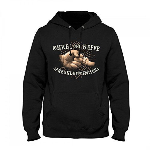 Fashionalarm Herren Kapuzen Pullover - Onkel und Neffe - Freunde für Immer | Fun Hoodie mit Motiv und Spruch als Geschenk Idee Patenonkel, Farbe:schwarz;Größe:3XL von Fashionalarm