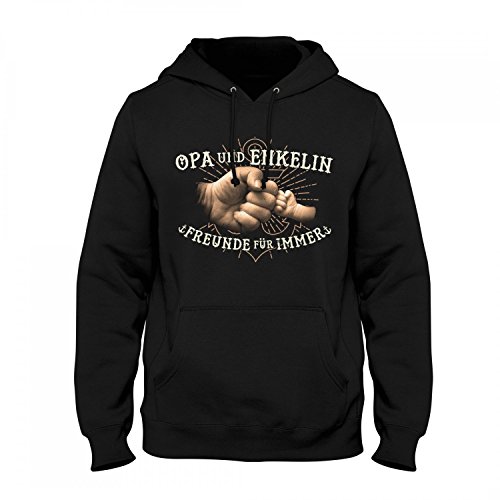 Fashionalarm Herren Kapuzen Pullover - Opa und Enkelin - Freunde für Immer | Fun Hoodie Motiv Spruch Geschenk Idee Großvater Geburt Enkeltochter, Farbe:schwarz;Größe:M von Fashionalarm