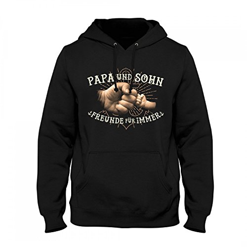 Fashionalarm Herren Kapuzen Pullover - Papa und Sohn - Freunde für Immer | Fun Hoodie mit Motiv & Spruch als Geschenk Idee Vater Geburt Baby, Farbe:schwarz;Größe:L von Fashionalarm