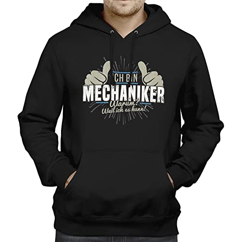 Fashionalarm Herren Kapuzenpullover - Bin Mechaniker Weil ich es kann | Fun Hoodie mit Spruch als lustige Geschenk-Idee Schlosser KFZ-Mechaniker, Schwarz 4XL von Fashionalarm