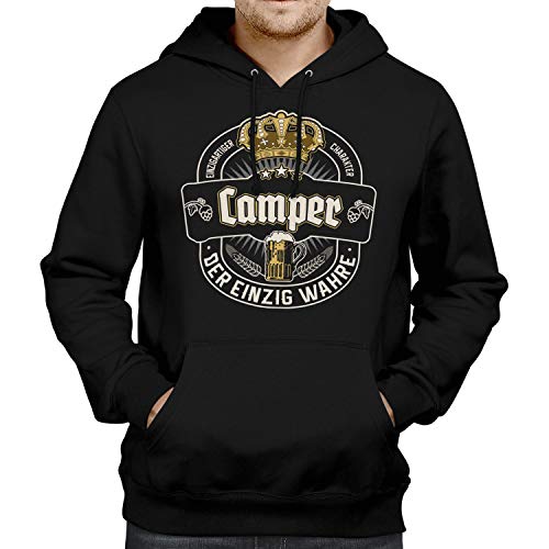 Fashionalarm Herren Kapuzenpullover - Der einzig wahre Camper | Fun Hoodie mit Spruch als lustige Geschenk-Idee Camping | Reisen Urlaub, Schwarz XL von Fashionalarm