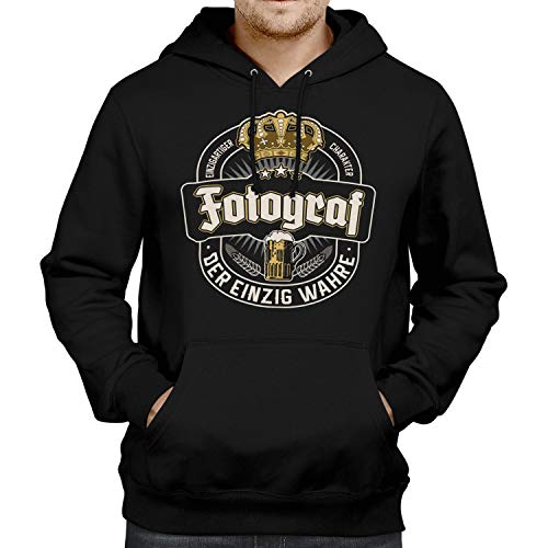 Fashionalarm Herren Kapuzenpullover - Der einzig wahre Fotograf | Fun Hoodie mit Spruch als lustige Geschenk-Idee Foto-Studio | Beruf Arbeit, Schwarz 5XL von Fashionalarm