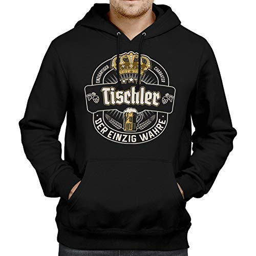 Fashionalarm Herren Kapuzenpullover - Der einzig wahre Tischler | Fun Hoodie mit Spruch als lustige Geschenk-Idee Schreiner | Beruf Arbeit, Schwarz L von Fashionalarm