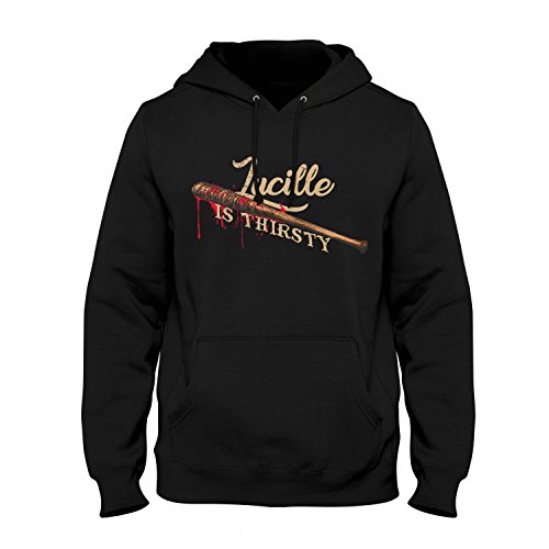 Fashionalarm Herren Kapuzenpullover - Lucille is Thirsty | Fan Hoodie zur Serie T-W-D als Geschenk Idee | Dead Walking Negan Rick Glenn The Saviors, Farbe:schwarz;Größe:3XL von Fashionalarm