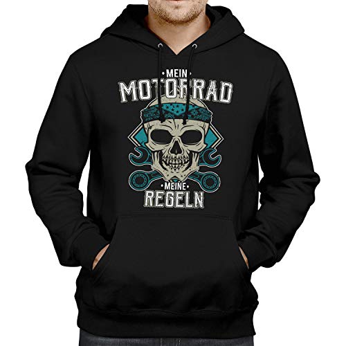 Fashionalarm Herren Kapuzenpullover – Mein Motorrad – Meine Regeln | Fun Hoodie mit Spruch als lustige Geschenk-Idee Biker | Hobby Freizeit, Schwarz M von Fashionalarm