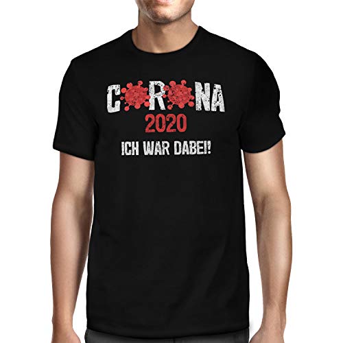 Fashionalarm Herren T-Shirt - Corona 2020 - Ich war dabei! | Fun Shirt mit Spruch als Geschenk-Idee Hamsterkäufe COVID-19 Corona-Satire Virus, Schwarz L von Fashionalarm