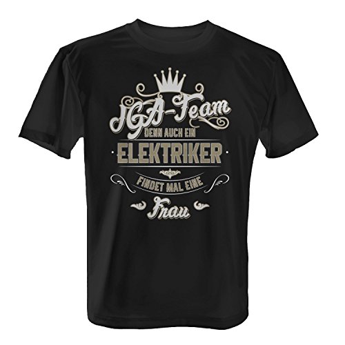 Fashionalarm Herren T-Shirt EIN Elektriker findet eine Frau | Fun Shirt mit Spruch für Team Gruppe zum JGA Junggesellenabschied | Beruf Party, Farbe:schwarz;Größe:4XL von Fashionalarm