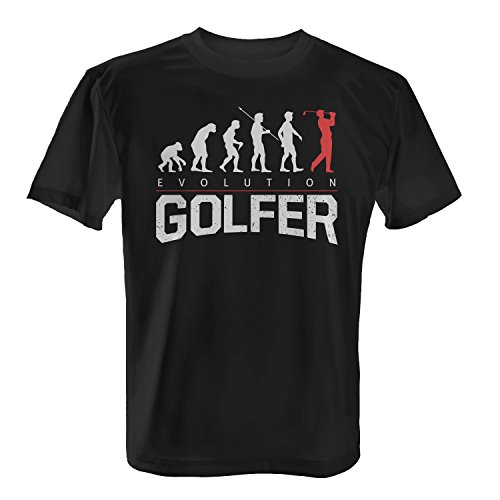 Fashionalarm Herren T-Shirt - Evolution Golfer | Fun Shirt mit lustigem Motiv als Geschenk Idee für Amateur Profi Golf Spieler Sport Hobby Golfen, Farbe:schwarz;Größe:4XL von Fashionalarm